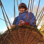Hannah making baskets